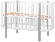 Ліжечко Babyroom Місяць білий - сірий, 120x60 см, 4 рівні, матеріал вільха/бук